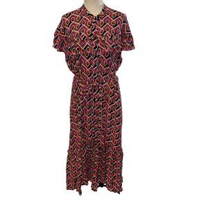 Corey Lynn Calter Womens Shirt Dress Size Large Multicolor Annabel Geo